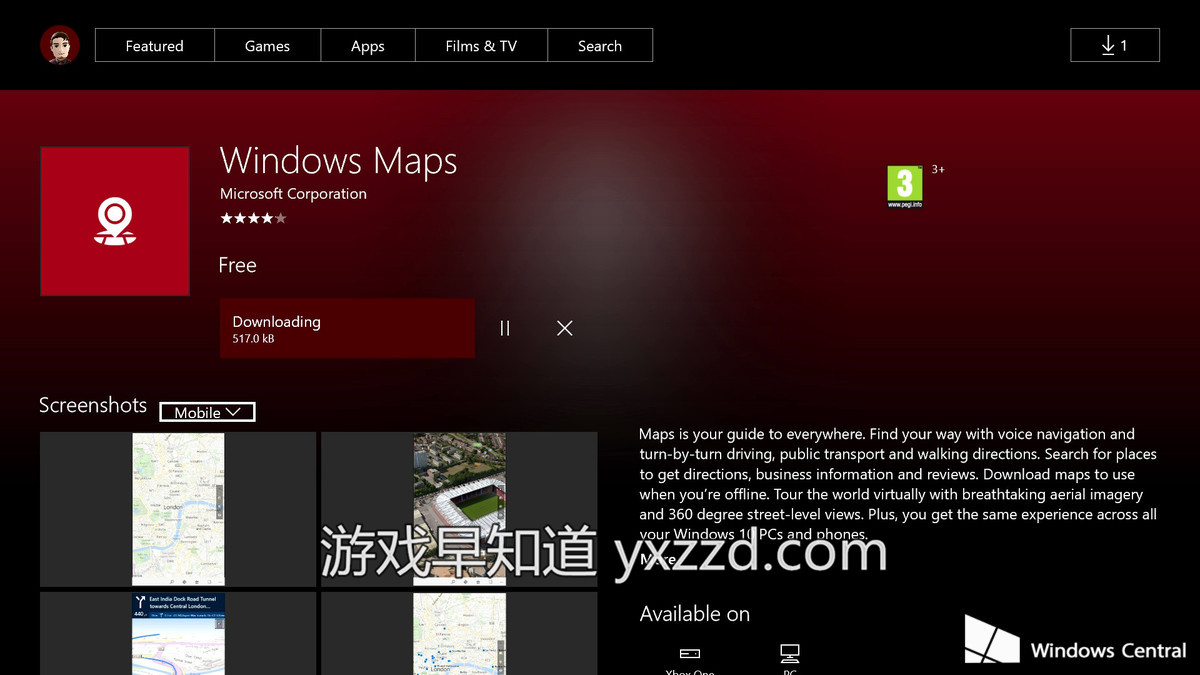 Xboxone windows-maps地图